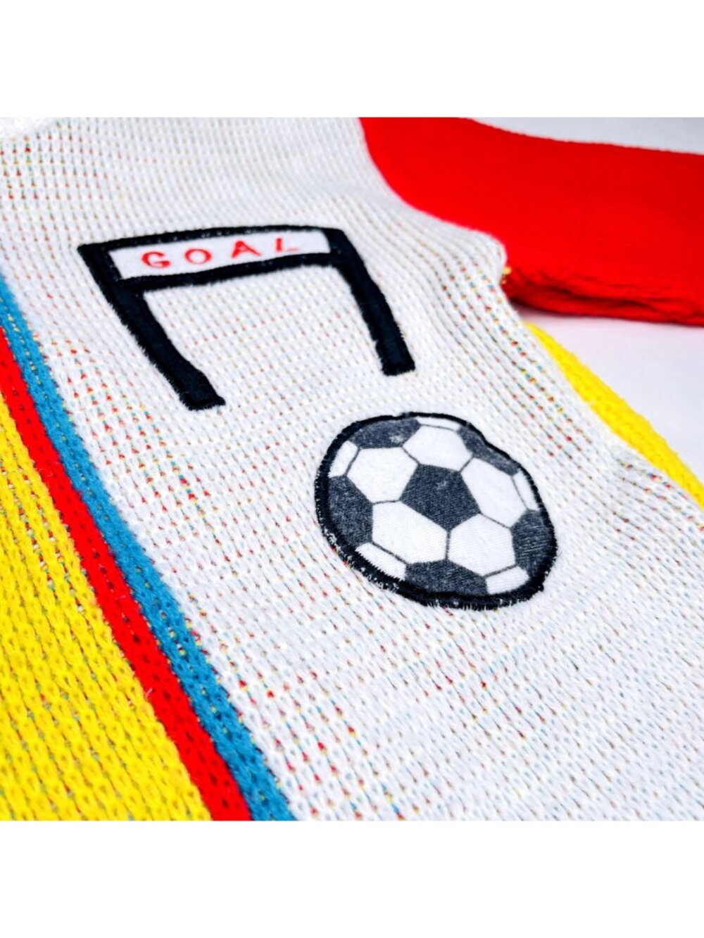 Vintage Color Block Soccer Puppy Long Sleeve Knit Chunky Sweater 24m / 2T - Picture 10 of 13
